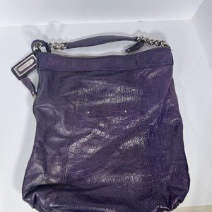 B. Makowsky Large Purple Leather Hobo Shoulder Bag Purse.